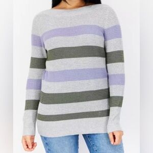 Market & Spruce Stitch Fix Tawnee Sweater Waffle Stitch Gray Multi Stripe NWT XL